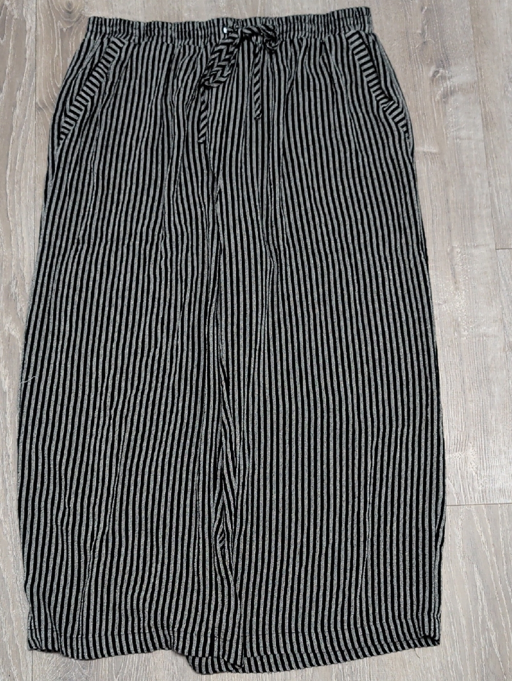 Jane and Delancey Black and White Vertical-Stripe Wide-Leg Pants